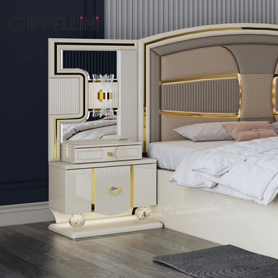 Großhandel Preis King Size Doppellederbett Suite Master Room Home Weiß Holz Mdf Luxus Schlafzimmermöbel Set