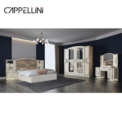 Großhandel Preis King Size Doppellederbett Suite Master Room Home Weiß Holz Mdf Luxus Schlafzimmermöbel Set