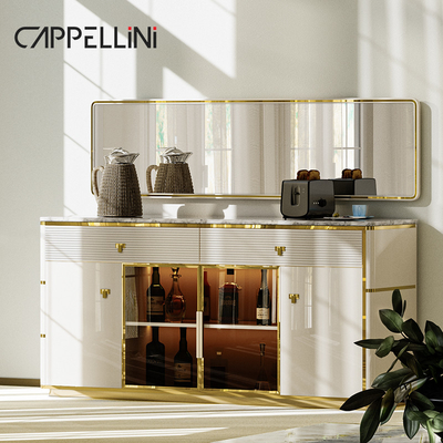 Modernes Weißglas-Winenschrank Bar Wohnzimmer Möbel Lagerregal Luxus Holzweinenschrank für das Haus
