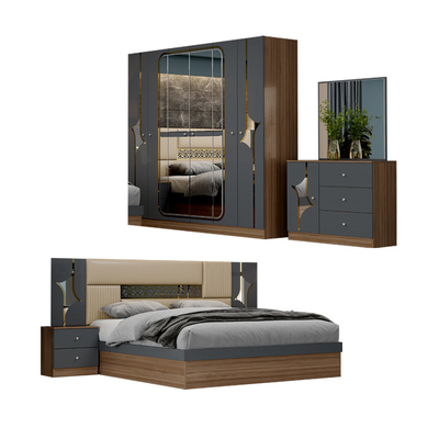 Großhandel Niedrigpreis Türkisches Doppel-König-Schlafzimmer Zuhause Holzrahmen Mdf Modern Luxus Vollgröße Schlafzimmermöbel Set