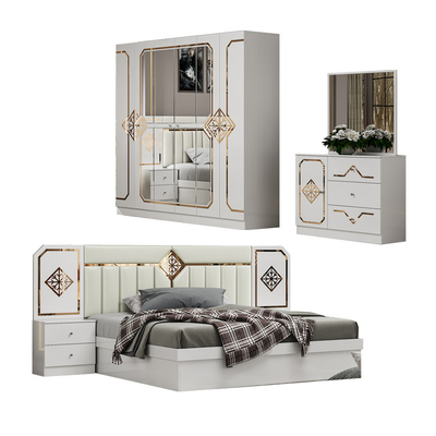 Foshan Großhandel Billig Luxus Doppel King Size Schlafzimmer Set Modernes Zuhause Vollständiges Holzrahmen Schlafzimmer Set Möbel