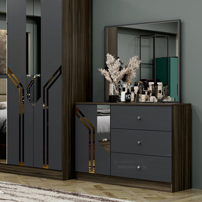 Großhandel Billig Luxus Holzrahmen Doppel King Size Bett Set Modernes Zuhause Türkisches Holz MDF Vollzimmer Set Möbel