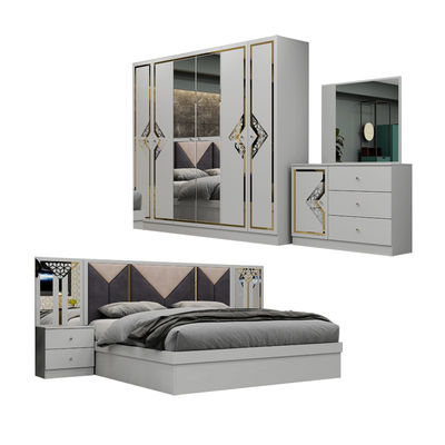 Hochwertiges Holzrahmen modernes Kingsize Doppelbett Home Suite Queen Full Luxus Türkisches Holz Schlafzimmermöbel-Set