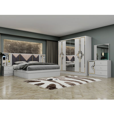 Hochwertiges Holzrahmen modernes Kingsize Doppelbett Home Suite Queen Full Luxus Türkisches Holz Schlafzimmermöbel-Set