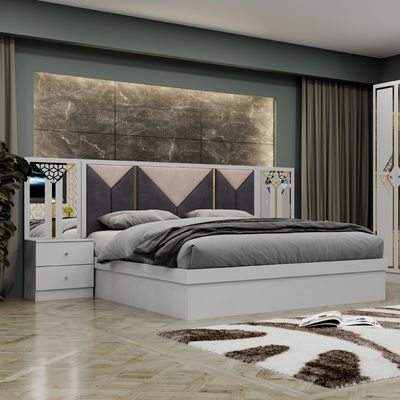 Hochwertiges Holzrahmen modernes Kingsize Doppelbett Home Suite Queen Full Luxus Türkisches Holz Schlafzimmermöbel-Set