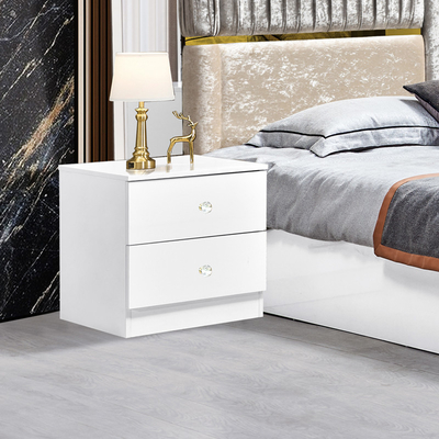 Hochglanz weißer Holzrahmen Doppelbett Suite Luxus King Size Modernes Design Mdf Schlafzimmermöbel