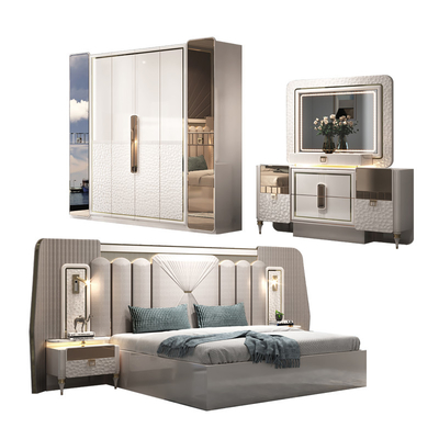 Neues Design Moderne Beleuchtete Kopfteile Holz King Size Schlafzimmer Set Doppel Holzrahmen Full Luxus Hausmöbel Schlafzimmer Sets