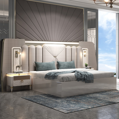 Neues Design Moderne Beleuchtete Kopfteile Holz King Size Schlafzimmer Set Doppel Holzrahmen Full Luxus Hausmöbel Schlafzimmer Sets