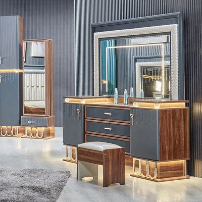 Hochwertiges modernes Holz Kingsize Doppelbett Set Leder Kopfteil Holz Luxus-Hausmöbel Schlafzimmer Sets