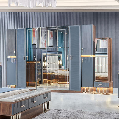 Hochwertiges modernes Holz Kingsize Doppelbett Set Leder Kopfteil Holz Luxus-Hausmöbel Schlafzimmer Sets