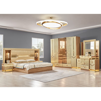 2025 New Modern Design King Size Doppellederbett Suite Meisterzimmer Volles Set Luxus Holz 5 Stück Hausmöbel Schlafzimmer Sets