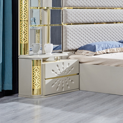 Modern Luxus Villa Holzrahmen King Size Schlafzimmer Zuhause Royal Classic Holz Königin Doppelleder Vollzimmermöbel Set