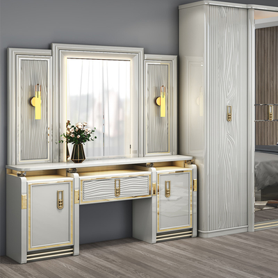 Komplett modernes Leder Holz Kingsize Bett 5 Stück Set Doppelzimmer Queen Full Luxus Home Schlafzimmer Möbel Set