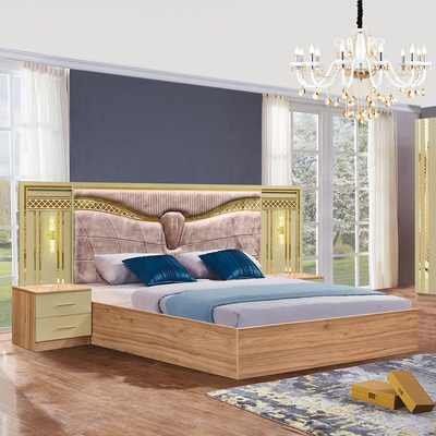 2025 Full King Size Holz Türkisches Schlafzimmer Möbel Set Holzrahmen Zuhause Doppelbett Billig Luxus Schlafzimmer Sets Möbel