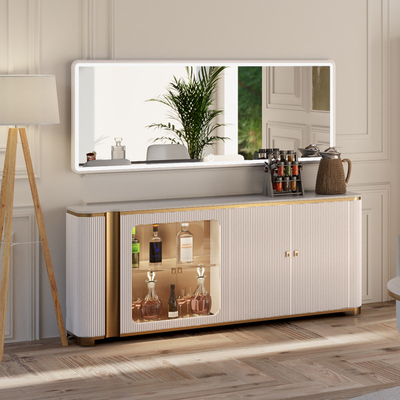 Modernes Design Weißes Großes Holz Esstisch und Stuhl Set 4 Sitzplätze Wohnmöbel Marmor Schiefer Esstisch für 6 Personen