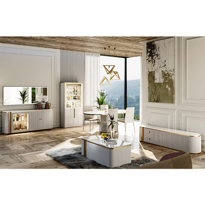 Moderner Luxus Holztv-Schrank und Couchtisch Set Wohnzimmer Möbel Holztv-Stand mit Aufbewahrung