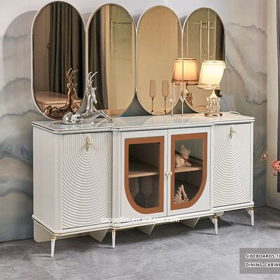 Elegantes Luxus-Esszimmertisch- und Stühle-Set für 6 Personen Möbel Home Storage Weiß Komplett Modern Große Holz-Esszimmer-Sets