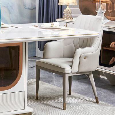 Elegantes Luxus-Esszimmertisch- und Stühle-Set für 6 Personen Möbel Home Storage Weiß Komplett Modern Große Holz-Esszimmer-Sets