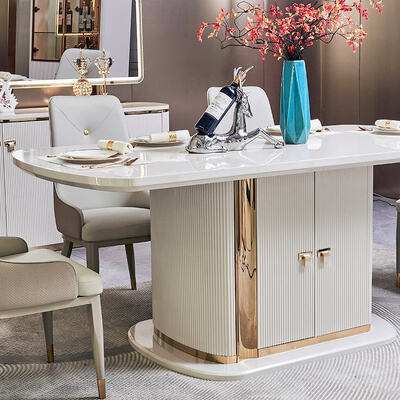 Modernes Luxus-Zuhause Esszimmertisch und Stühle Set aus Holz, 6-Sitzer, Möbel, Weiß, Komplettes Esszimmer-Set aus Holz