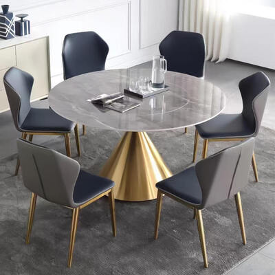 Modernes Design Restaurant Metallfuß Gold Esstisch 4 6 Sitzer Stuhl Set Wohnmöbel Esszimmer Luxus Esstisch