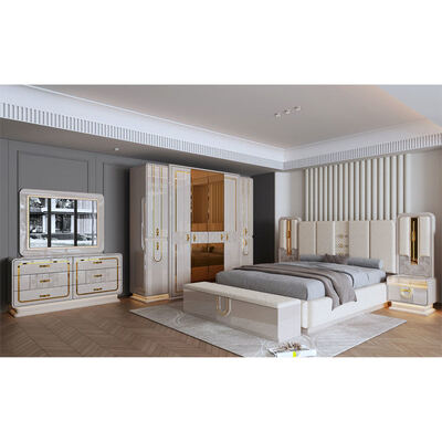 Modern Luxury Royal Komplett Schlafzimmer Set Holz King Size Schlafzimmer Heimzimmer Doppel Holzrahmen Schlafzimmer Möbel Set