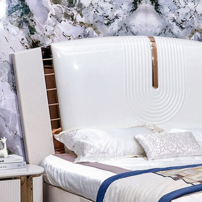 Luxuriöses Leder-Kingsize-Bett aus Holz, komplette Schlafzimmer-Sets, Doppelzimmer für Erwachsene, Holzrahmen, komplettes modernes Luxus-Schlafzimmermöbel-Set