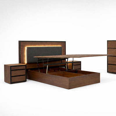 Amerikanische einfache Massivholz-Schlafzimmer-Sets verstellbares Doppelbett-Haus-Speicher Holzrahmen König Größe Komplett Schlafzimmermöbel