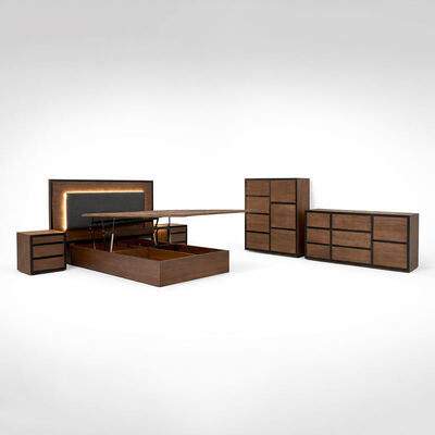 Amerikanische einfache Massivholz-Schlafzimmer-Sets verstellbares Doppelbett-Haus-Speicher Holzrahmen König Größe Komplett Schlafzimmermöbel