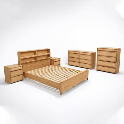 American Classic Massivholz Komplett Schlafzimmer Set King Size Bett Doppelzimmer Modern Luxus Holz Schlafzimmer Möbel Set