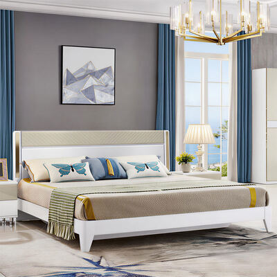 Modern luxury wooden bedroom sets furniture with storage reclining lighted headboard and simple assembly for home hotel apartment villa