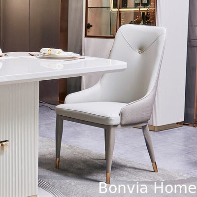 Moderne weiße Holz Luxus Esszimmer-Sets 6-Sitzer Komplettes Wohnmöbel Aufbewahrung Großer Holzesstisch und Stuhl-Set