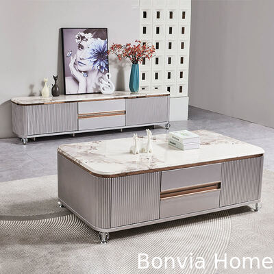 Modernes Design Luxuriöser Holz-TV-Ständer Möbel Schubladenlagerung Marmorschieferplatte Großer langer Holz-Wohnzimmer-TV-Schrank