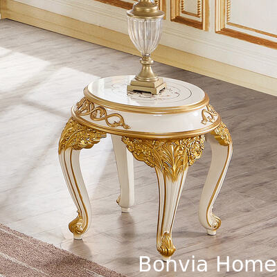 Europäischer klassischer Stil königlicher Luxus-TV-Schrank Villa Möbel Heimaufbewahrung Weiß und Gold Großer Holz-Wohnzimmer-TV-Ständer