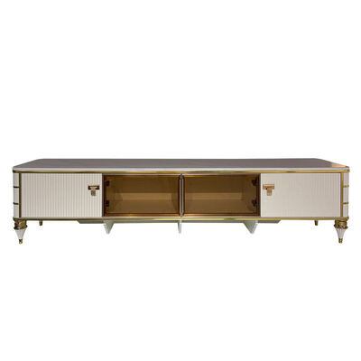 Hochwertiger nordischer weißer Holz-TV-Ständer Aufbewahrungsmöbel Hotel Modern Luxus MDF Wohnzimmer TV-Schrank