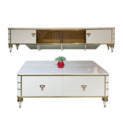 Hochwertiger nordischer weißer Holz-TV-Ständer Aufbewahrungsmöbel Hotel Modern Luxus MDF Wohnzimmer TV-Schrank