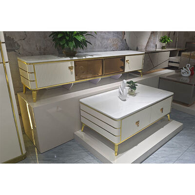 Hochwertiger nordischer weißer Holz-TV-Ständer Aufbewahrungsmöbel Hotel Modern Luxus MDF Wohnzimmer TV-Schrank