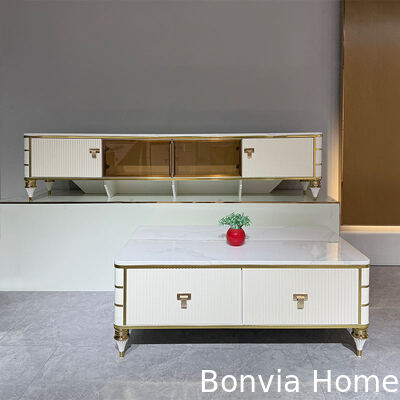 Hochwertiger nordischer weißer Holz-TV-Ständer Aufbewahrungsmöbel Hotel Modern Luxus MDF Wohnzimmer TV-Schrank