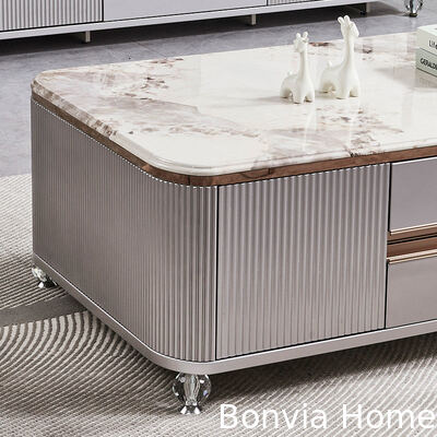 Moderne Luxus Holz Wohnzimmer Couchtisch Heim Möbel Großer Stauraum Marmor Schiefer TV-Ständer und Couchtisch Set