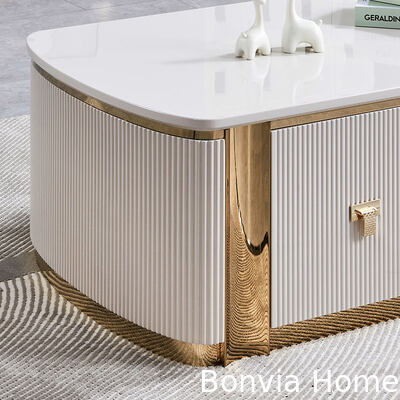 Moderner Luxus Holztv-Stand und Kaffeetisch Set Möbel Großer Aufbewahrungsraum Zuhause Weißes Zentrum Holz Wohnzimmer Kaffeetisch