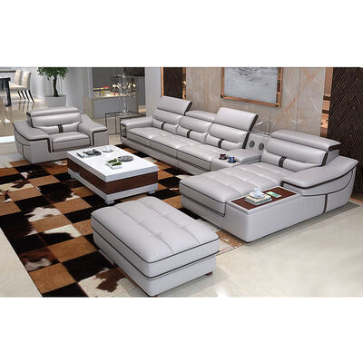 Moderne Villa Modular L-Form Wohnzimmer Sofa Set Zuhause Möbel Freizeit Ecke Luxus Leder Sektionssofa