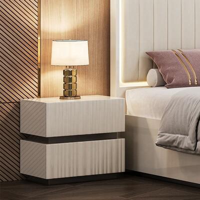 Moderne Luxus-Königgröße Schlafzimmer-Sets Doppelbett LED-Kopfteil Hotel Home Master Room Komplett Holz Schlafzimmermöbel Set