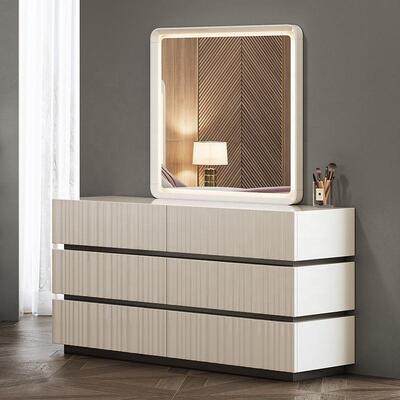 Moderne Luxus-Königgröße Schlafzimmer-Sets Doppelbett LED-Kopfteil Hotel Home Master Room Komplett Holz Schlafzimmermöbel Set
