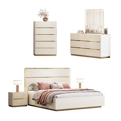 Light Luxury Places Meuble De Chambre Moderne komplette Schlafzimmer-Sets, Möbel, Holzrahmen, luxuriöses Doppel-Kingsize-Bett-Zimmer-Set