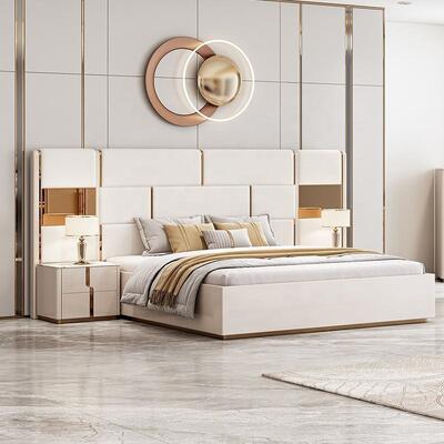 Neues Design Luxus-Königgröße-Bett Doppelzimmer modernes Schlafzimmermöbel-Set Holz-Schlafzimmer-Sets mit Ankleide-Tisch Schubladen