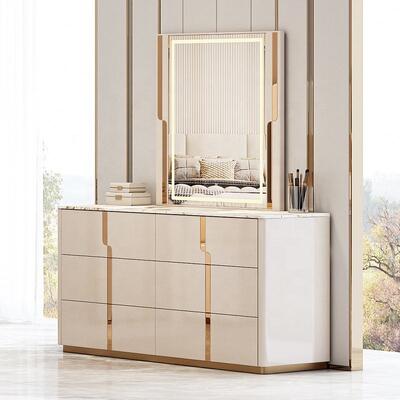 Neues Design Luxus-Königgröße-Bett Doppelzimmer modernes Schlafzimmermöbel-Set Holz-Schlafzimmer-Sets mit Ankleide-Tisch Schubladen