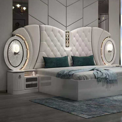 Großhandelspreis Modern Luxus Schlafzimmermöbel Set King Größe Schlafzimmerrahmen Master Room Complete Türkisches Schlafzimmer Set mit LED-Leuchten