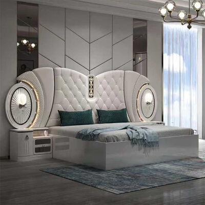 Großhandelspreis Modern Luxus Schlafzimmermöbel Set King Größe Schlafzimmerrahmen Master Room Complete Türkisches Schlafzimmer Set mit LED-Leuchten