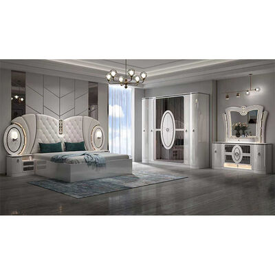 Großhandelspreis Modern Luxus Schlafzimmermöbel Set King Größe Schlafzimmerrahmen Master Room Complete Türkisches Schlafzimmer Set mit LED-Leuchten