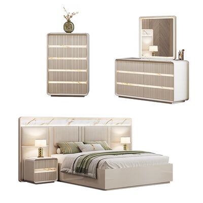 Großhandel zeitgenössische Schlafzimmermöbel-Set Home Master Room Hotel Apartment Holzrahmen King Size Moderne Luxus-Schlafzimmer-Sets