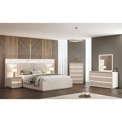 Großhandel zeitgenössische Schlafzimmermöbel-Set Home Master Room Hotel Apartment Holzrahmen King Size Moderne Luxus-Schlafzimmer-Sets